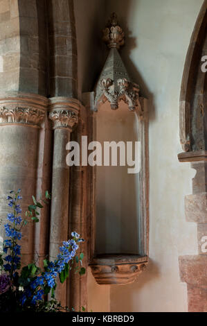 A niche in St. Mary`s Church, Wappenham, Northamptonshire, England, UK Stock Photo